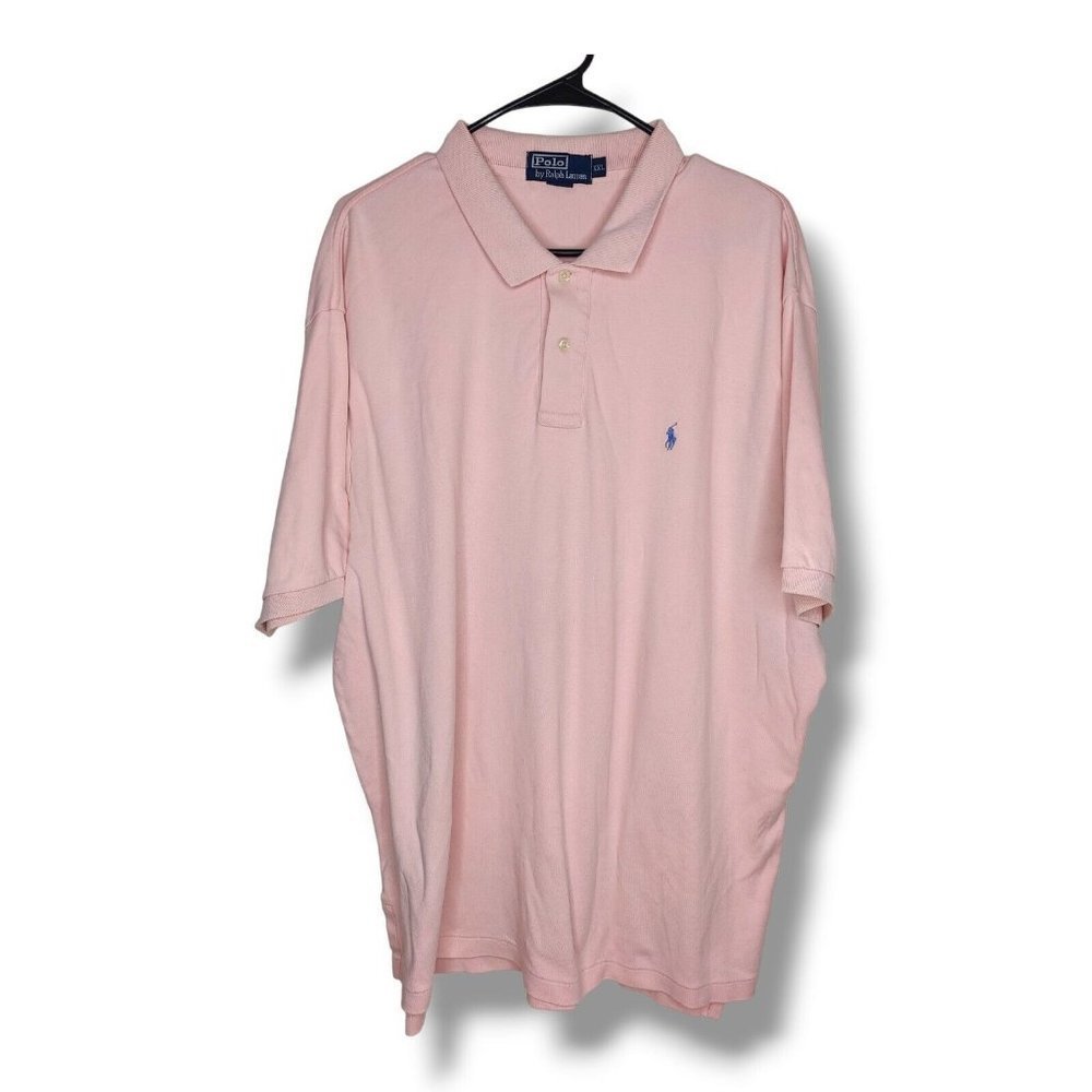 Polo Ralph Lauren Shirt Men's 2XL XXL Pink Blue Pony Short Sleeve Casual